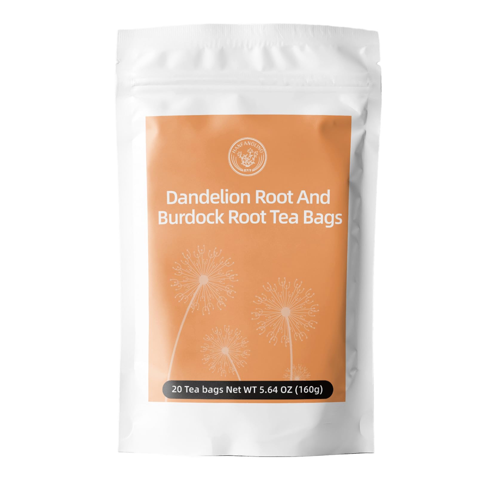 HANFANGLING Roasted Dandelion Burdock Root Herbal Tea, Caffeine-Free, Detoxifying, 20 Count, 5.64oz (160g)