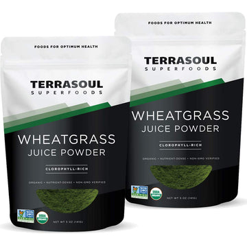 Terrasoul Superfoods Organic Wheat Grass Juice Powder, 10 Oz (2 Pack) - Grown in Utah, Made from Concentrated Juice