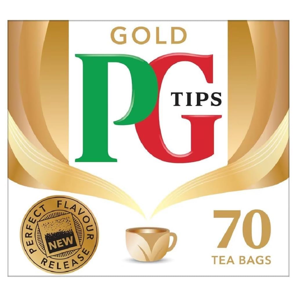 PG Tips Gold Teabags, Non-Pyramid, Pack of 6, Total 420 Teabags, Model 5841450035, 1.72 Size