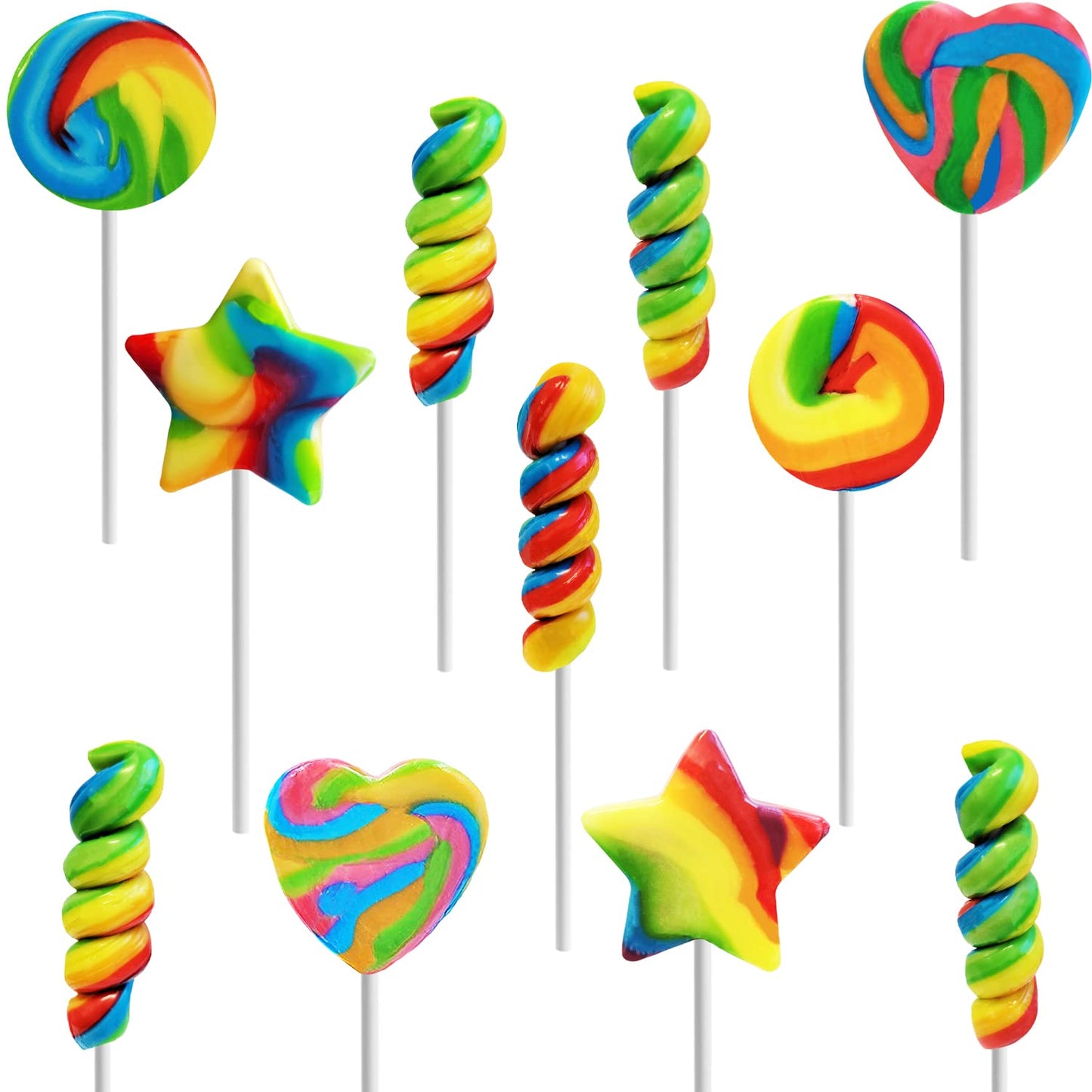 Fruidles Swirl and Twist Rainbow Lollipop Mix, Assorted Flavors, 12 Count, Individually Wrapped Party Favors