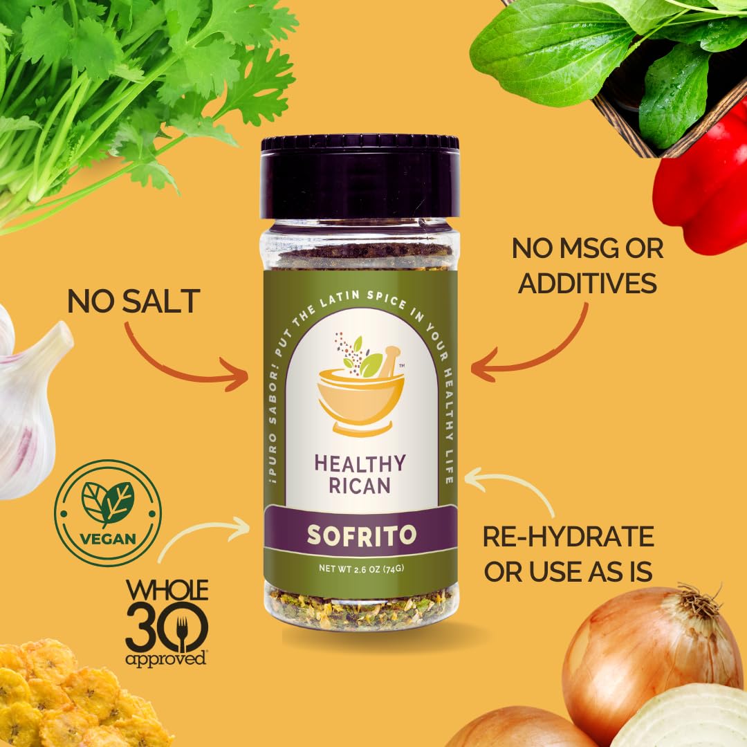 Healthy Rican Savory Chicken Mix Sazon and Sofrito Herb Seasoning for Meat Beef Vegetables Stews BBQ Non GMO No MSG Artificial F