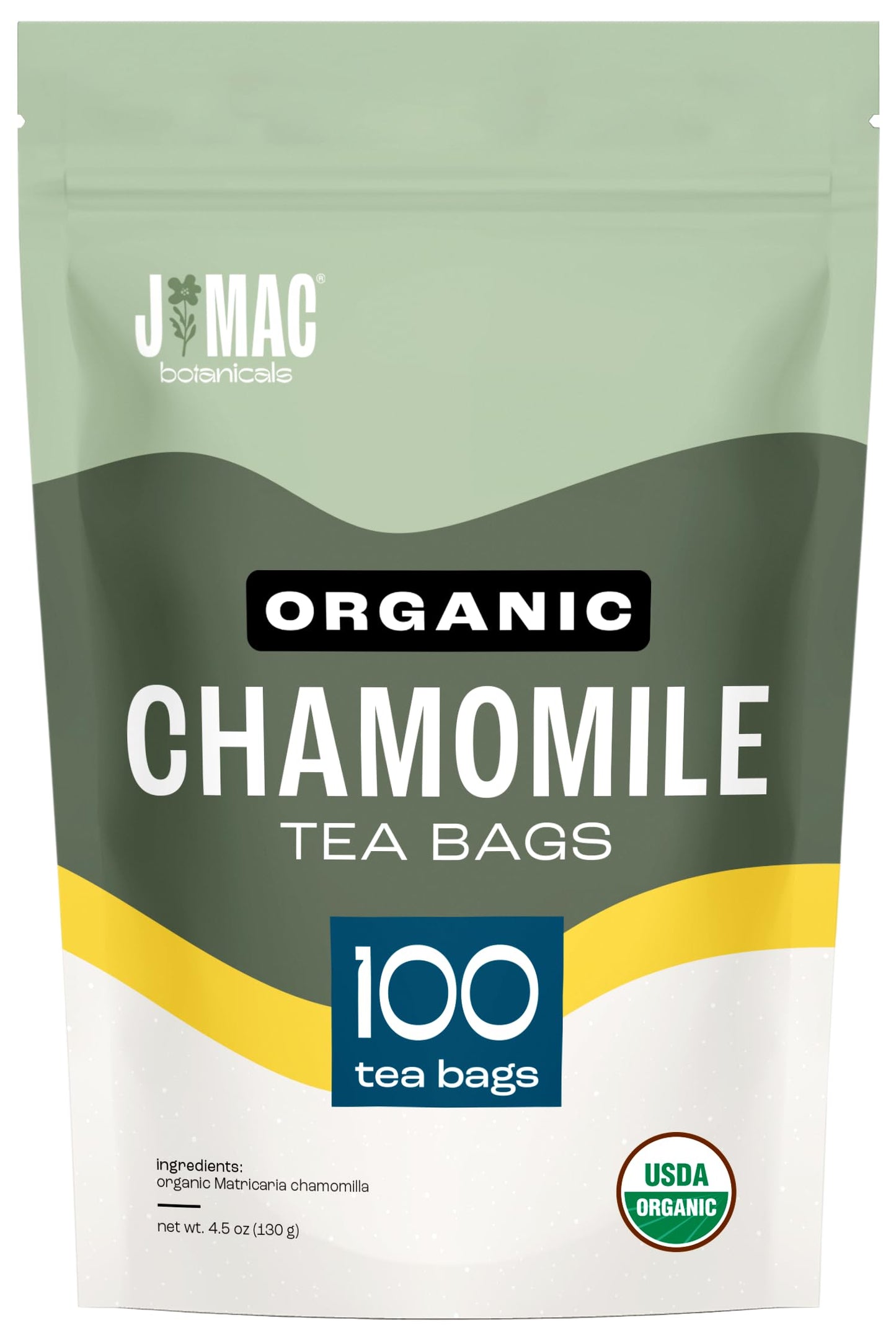 J MAC BOTANICALS Organic Chamomile Tea Bags - 100 Count - Quality Tea from Nile Valley, Egypt, Packaged in the USA