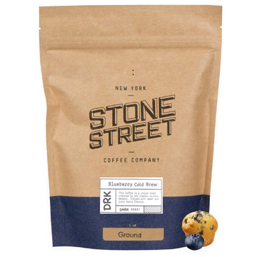 Stone Street Cold Brew Flavored Coffee, Natural Blueberry Flavor, Low Acid, 100 Colombian, Gourmet Coffee, Coarse Ground, Dark R