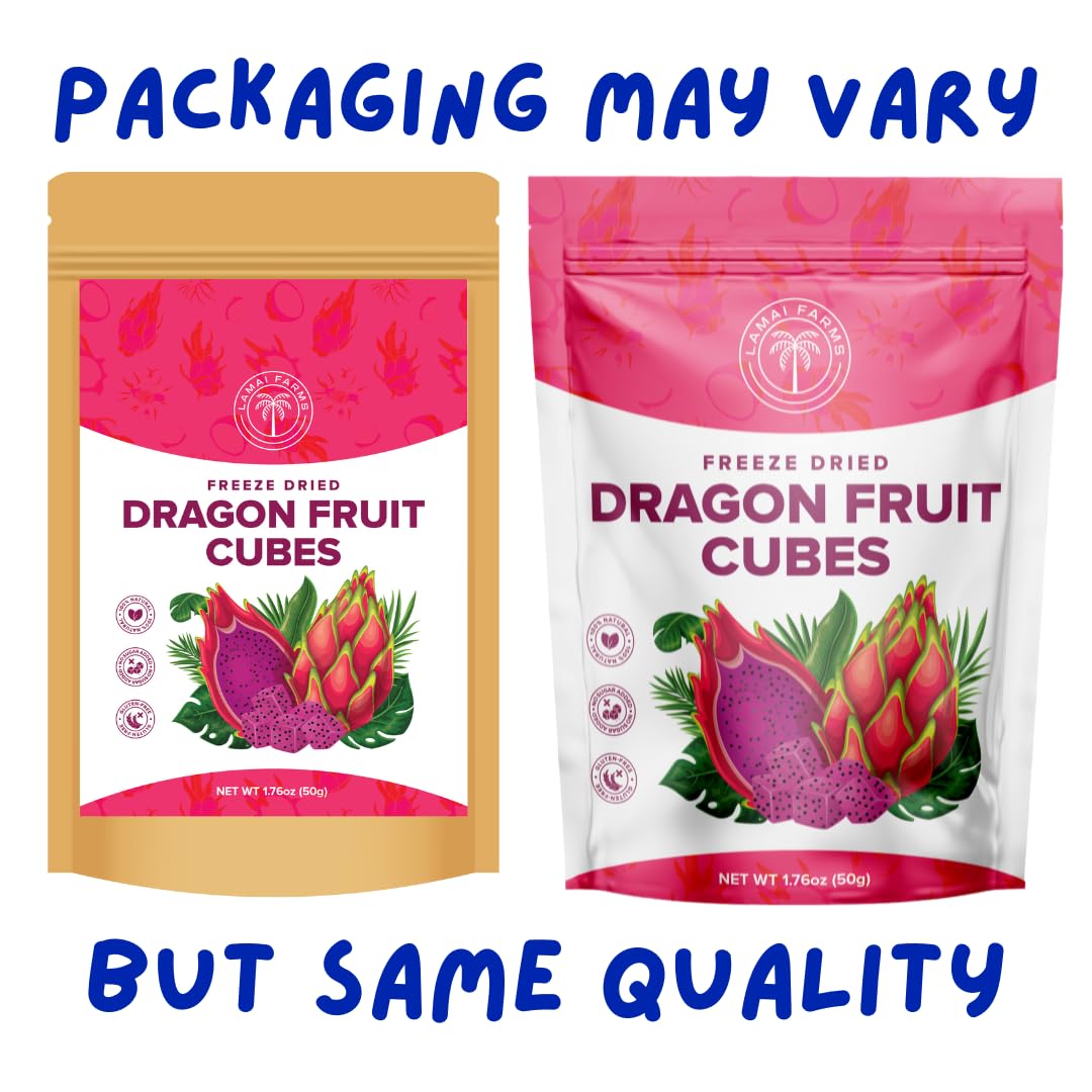 Freeze-Dried Red Dragon Fruit Cubes - 100% Pure, Naturally Sweet & Delicious, No Added Sugar Or Preservatives, Perfect For Snack