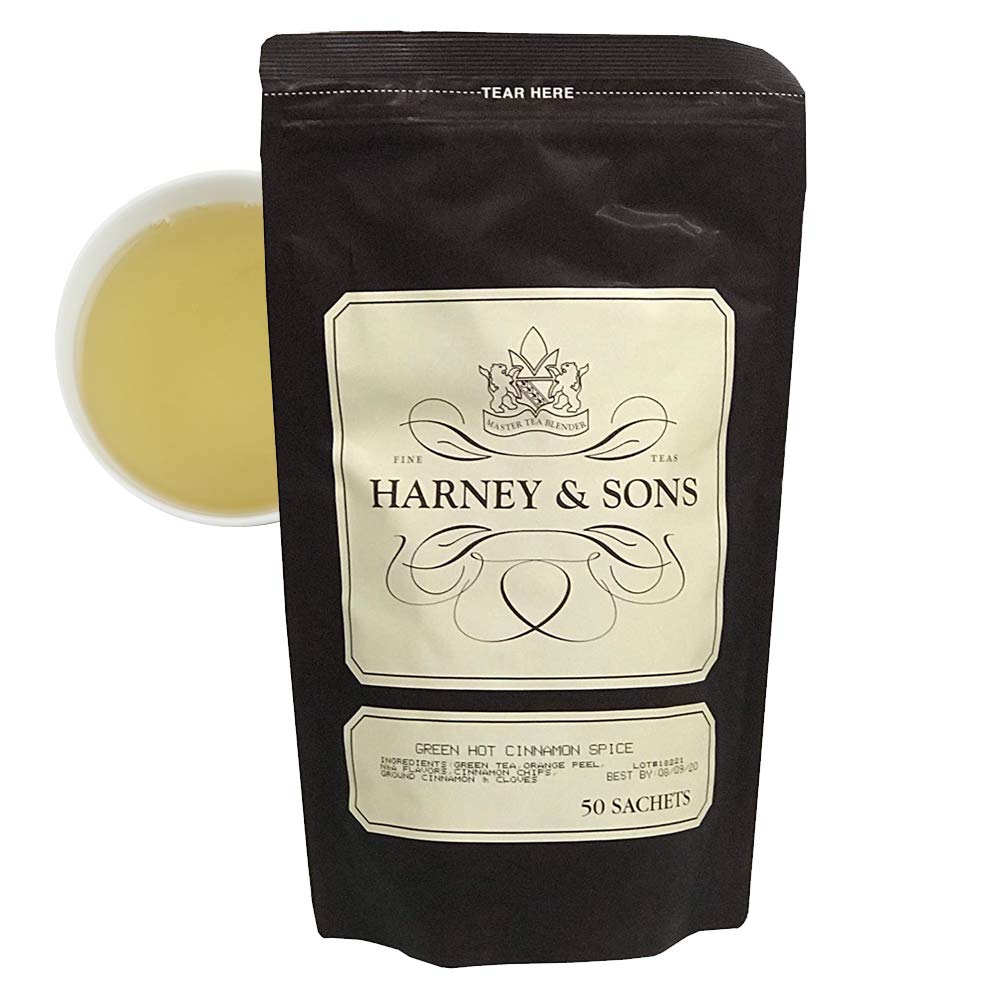 Harney & Sons Green Hot Cinnamon Spice Tea Sachets, 50 Count, Model 20-0005
