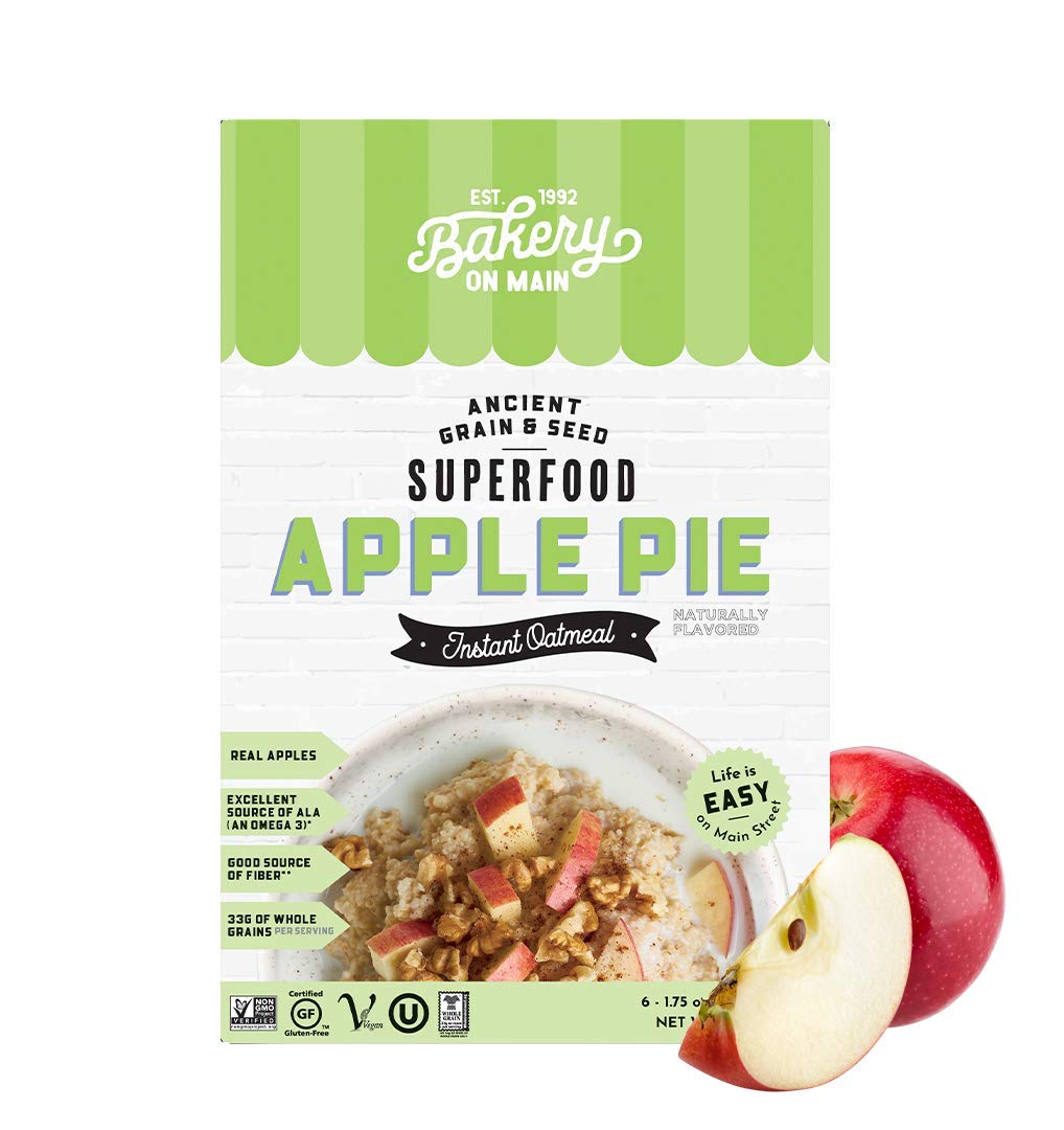 Bakery On Main, Gluten-Free Instant Oatmeal, Vegan & Non GMO - Apple Pie, 10.5oz (Pack of 1)
