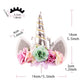 Nishine Rose Floral Unicorn Cake Topper Birthday Party Cake Decoration (Silver&Mint)