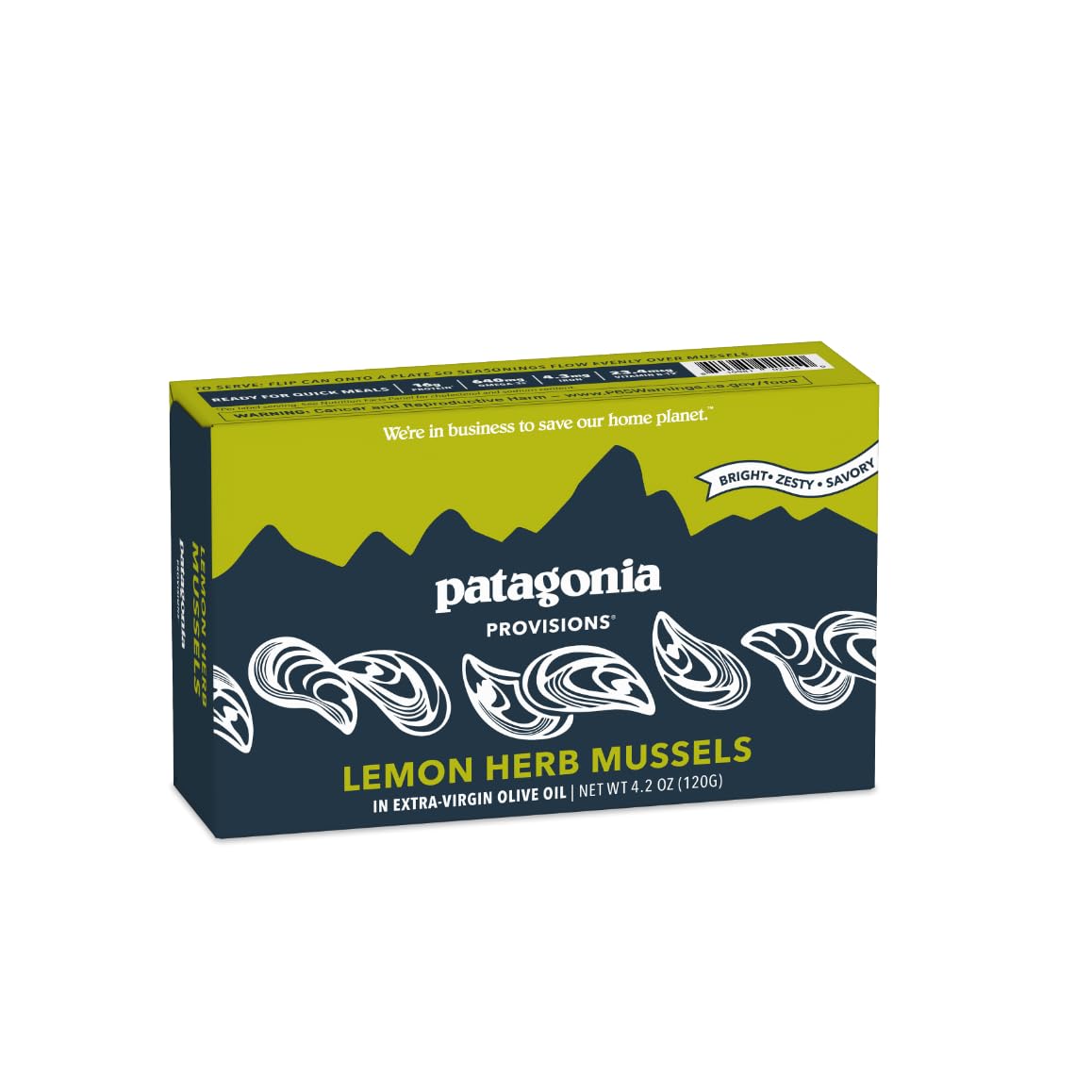 Patagonia Provisions - Lemon Herb Mussels in Extra Virgin Olive Oil | Responsibly sourced | 16g Protein & Gluten Free
