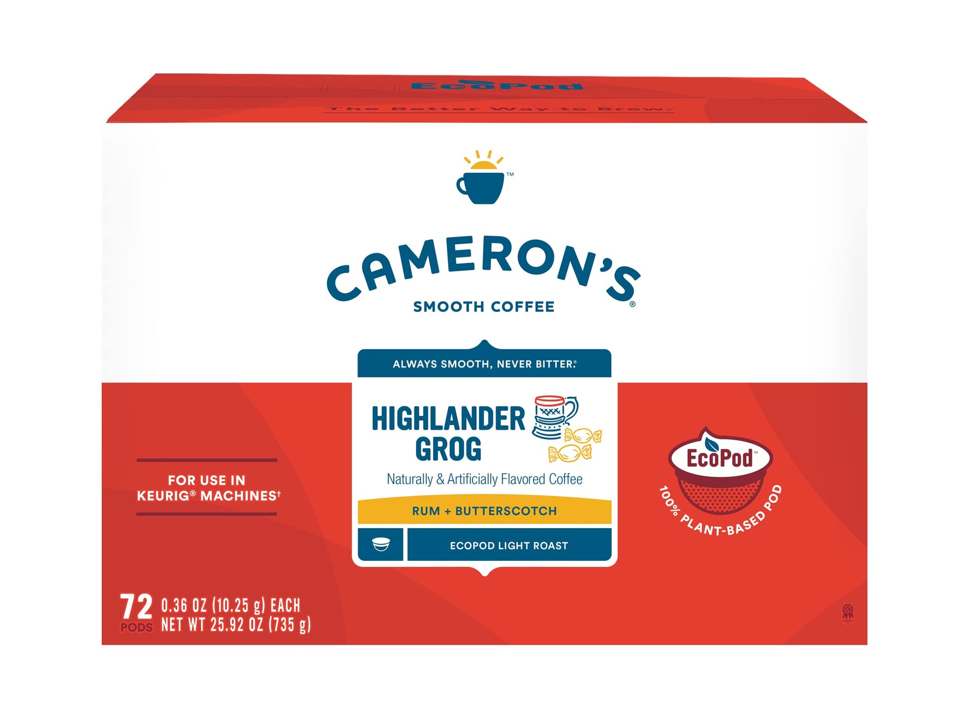 Camerons Coffee Single Serve Pods, Highlander Grog, 72 Count, Model B095J66TL8