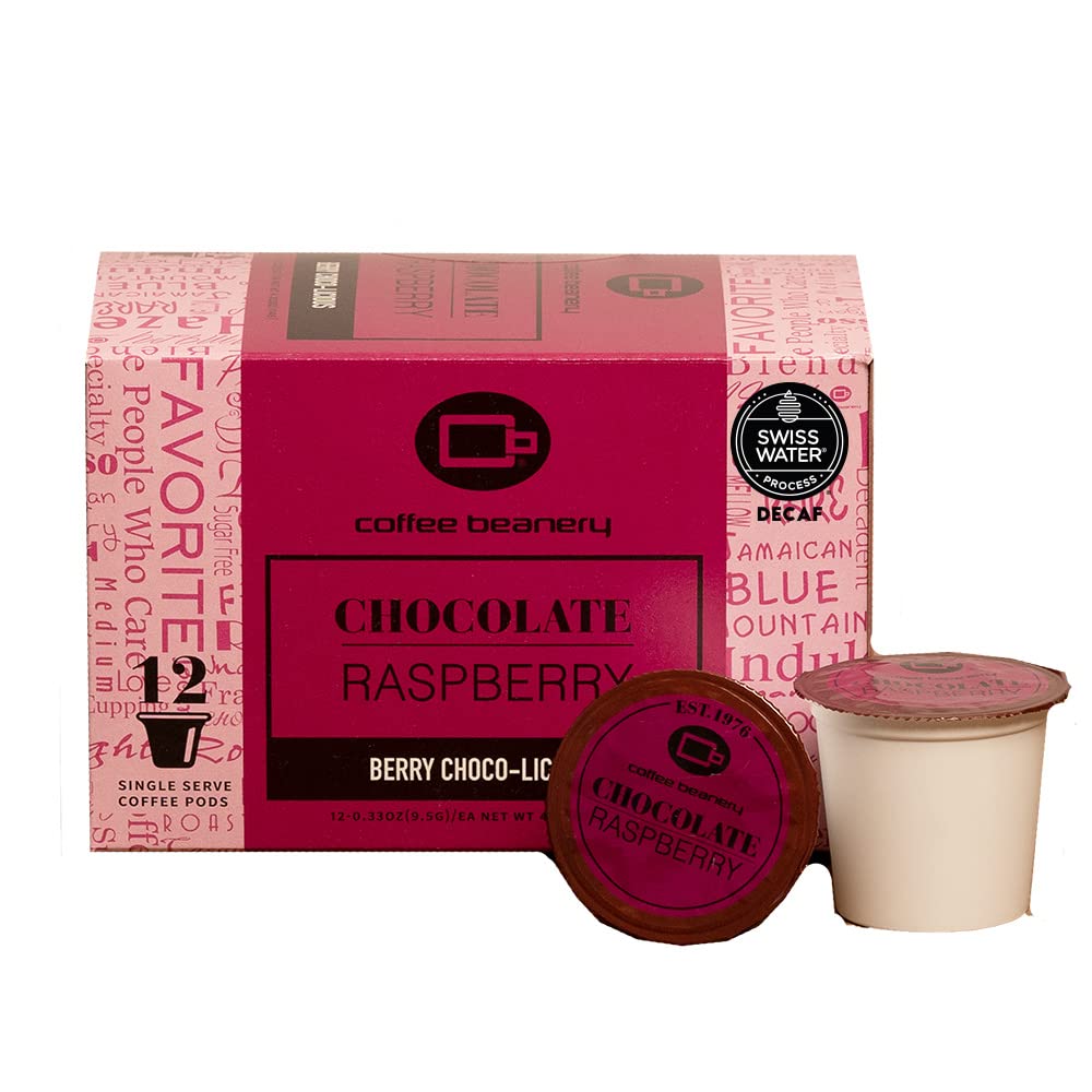 Decaf Chocolate Raspberry Single Serve Coffee Pods | 12ct | SWP Decaf Coffee | Gourmet Flavored Coffee