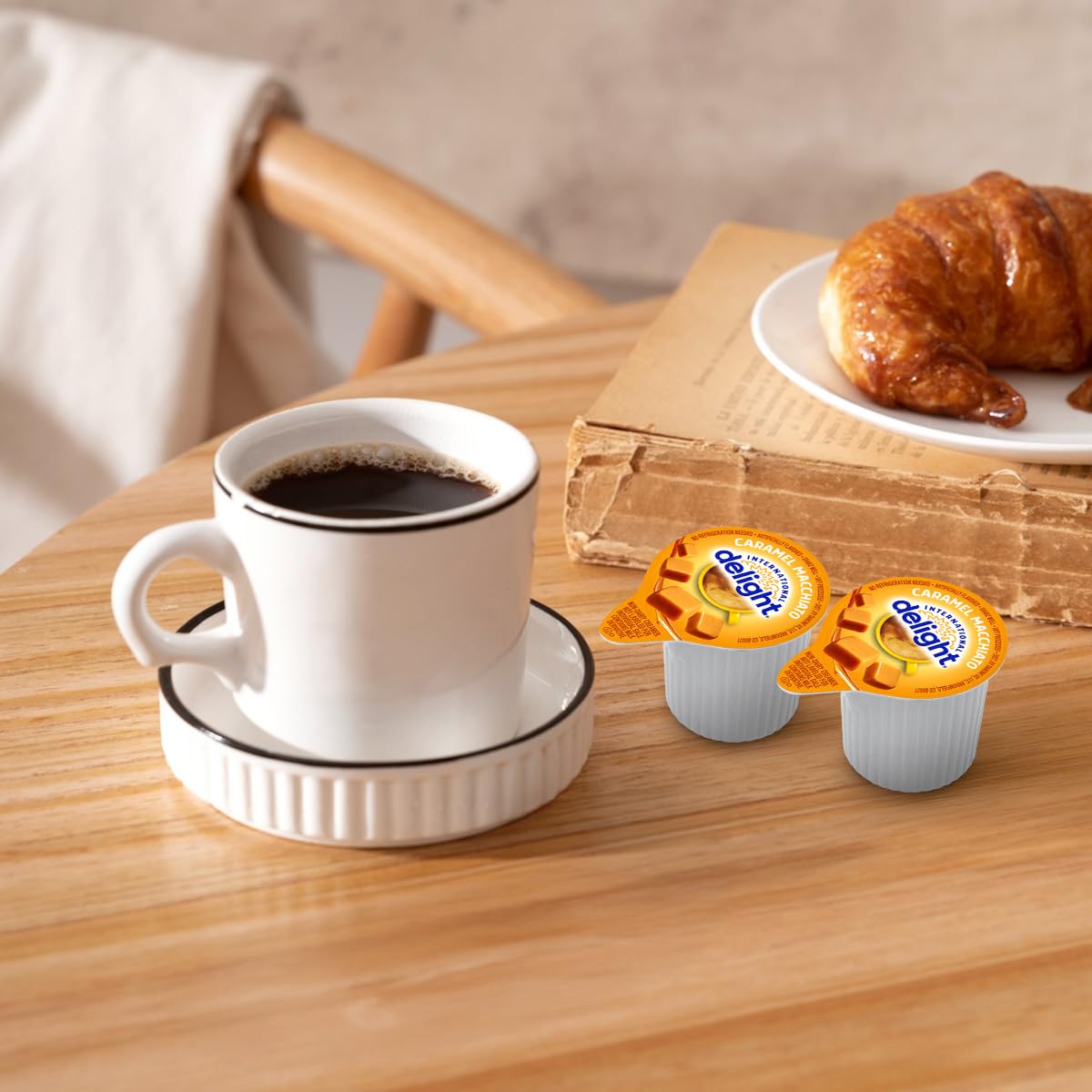 Caramel Macchiato Creamer Singles, 48 Pieces Of Individual Coffee Creamers, Perfect Delight Caramel Macchiato Creamer For Home, Office Or On The Go, Flavorful Coffee Experience Anytime