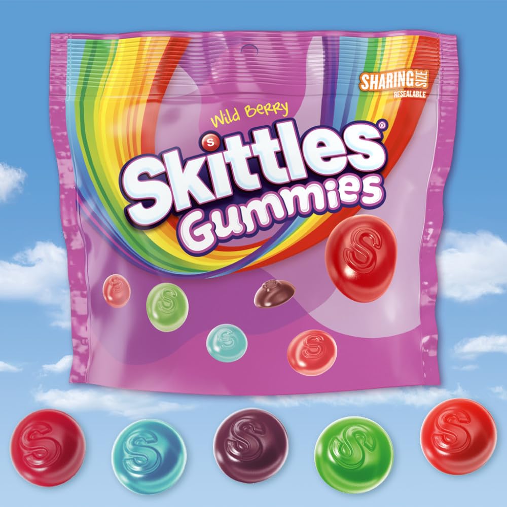 SKITTLES Gummies Wild Berry Gummy Candy, Sharing Size, 12 oz Resealable Bag