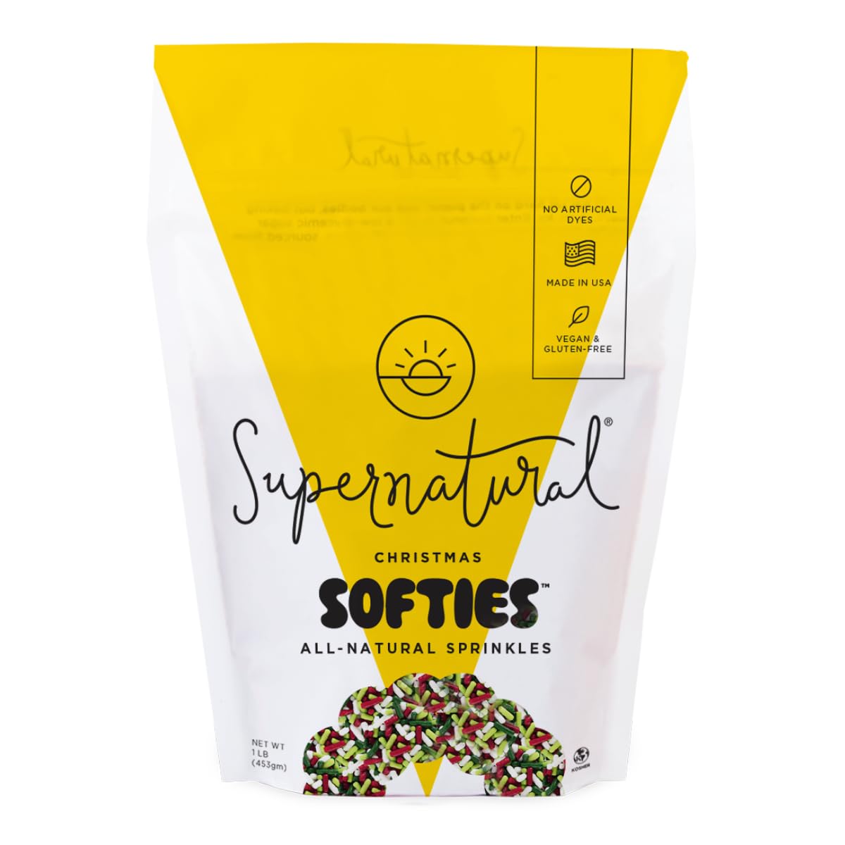 Christmas Softies Natural Sprinkles by Supernatural, Made in USA, No Artificial Dyes, Soy Free, Gluten Free, Vegan, 16oz