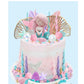 Mermaid Cake Topper Under The Sea Cake Toppers set with Little Mermaid Seaweed Bubble Golden Leaves for Mermaid Birthday