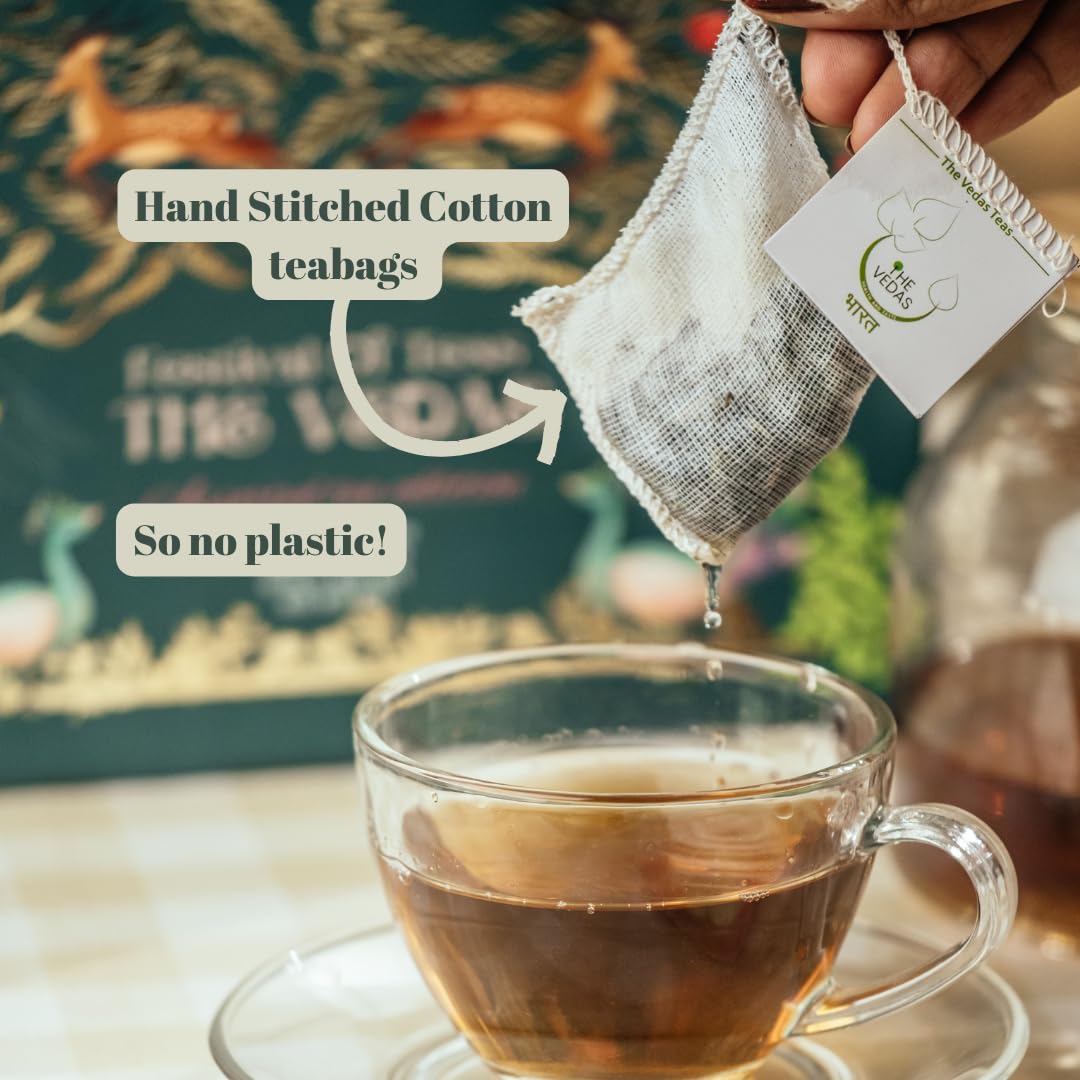 The Vedas Book Of Tea Gift Set | Assorted Tea Bags Gift Box | 12 Exotic Herbal Tea Blends | 4 Units Of Each Variety, Net 48 | Be