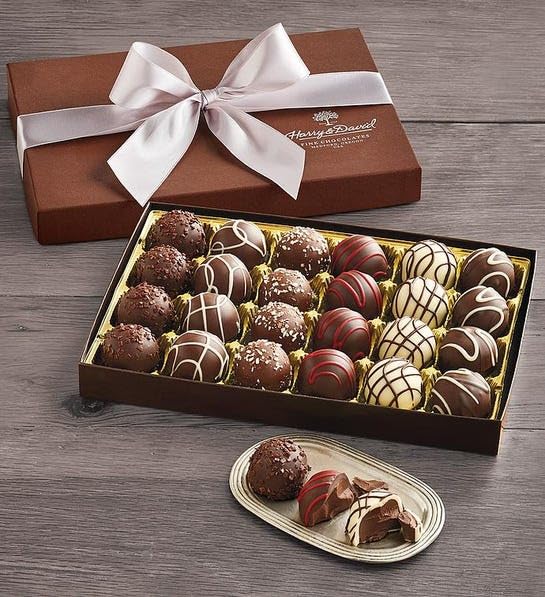 Harry & David Signature Chocolate Truffles Gift Box  24 Assorted Truffles  1 Pound Box