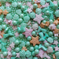 Homankit Mermaid Sprinkle Sweets Sprinkles For Baking Dessert Cupcake Cake Topper Starfish Shell Pearl Mermaid Candy Mix 3.53 Ounces Green
