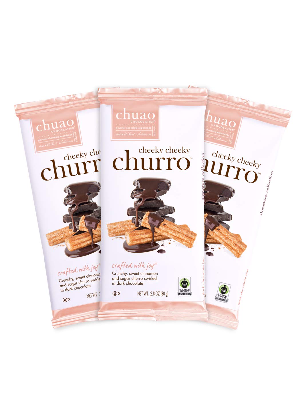 Chuao Chocolatier Cheeky Cheeky Churro Dark Chocolate Gourmet Bars | For Gift Baskets, Birthday, Thank You, Care Package| 3 Pack, 2.8 oz Each