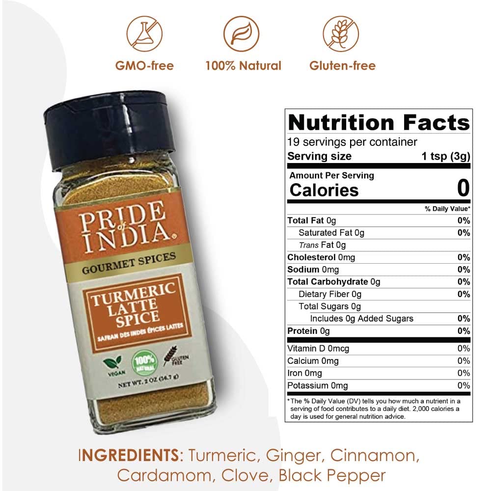 Organic Turmeric Latte Spice Mixpride Of India ?Turmeric Latte Spice Mix ?Gourmet & Warm Tea Spice Blend ?Healthy/Gluten-Free ?I