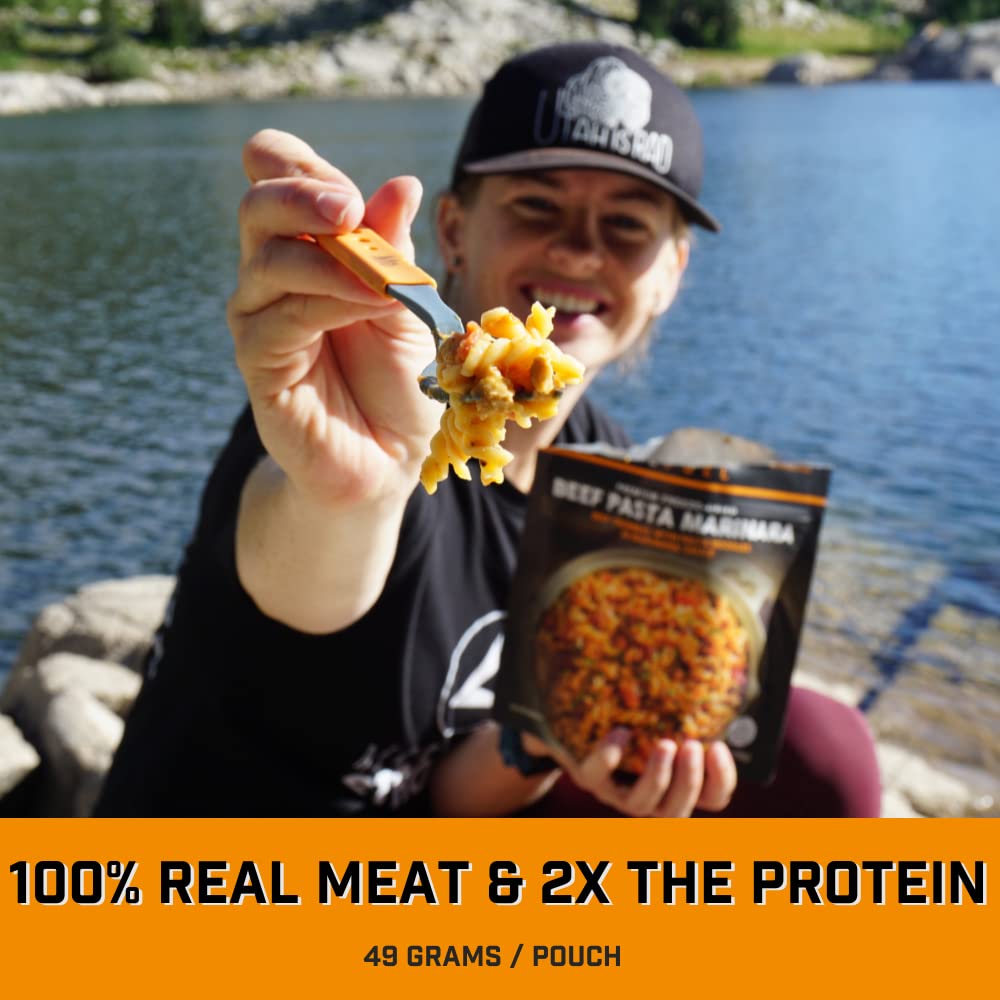 Peak Refuel Beef Pasta Marinara | 49G Protein | 1040 Calories | 100% Real Meat | Enhanced Freeze Dried Backpacking & Camping Food | 2 Servings | Ideal Mre Survival Meal (2 Serving Pouch)
