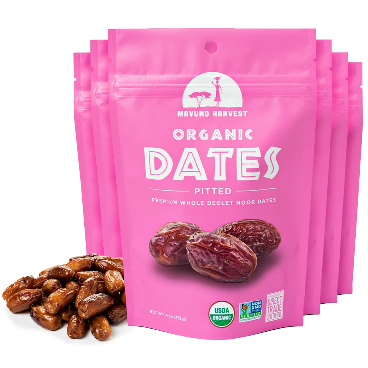 Mavuno Harvest Pitted Dates Dried Fruit Snacks | Organic Dried Dates | Healthy Snacks for Kids and Adults| Deglet Noor Dates | N