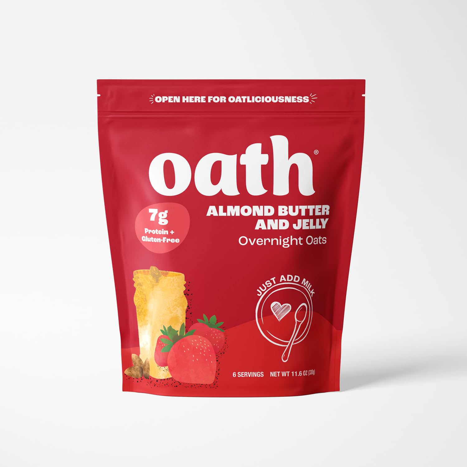 OATH Almond Butter and Jelly Overnight Oats, Gluten-Free, Vegan, 11.6 OZ