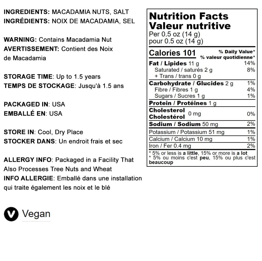 Food To Live Dry Roasted Macadamia Nuts With Himalayan Salt, 1 Pound - Oven Roasted Whole Nuts, Lightly Salted, No Oil Added, Ve