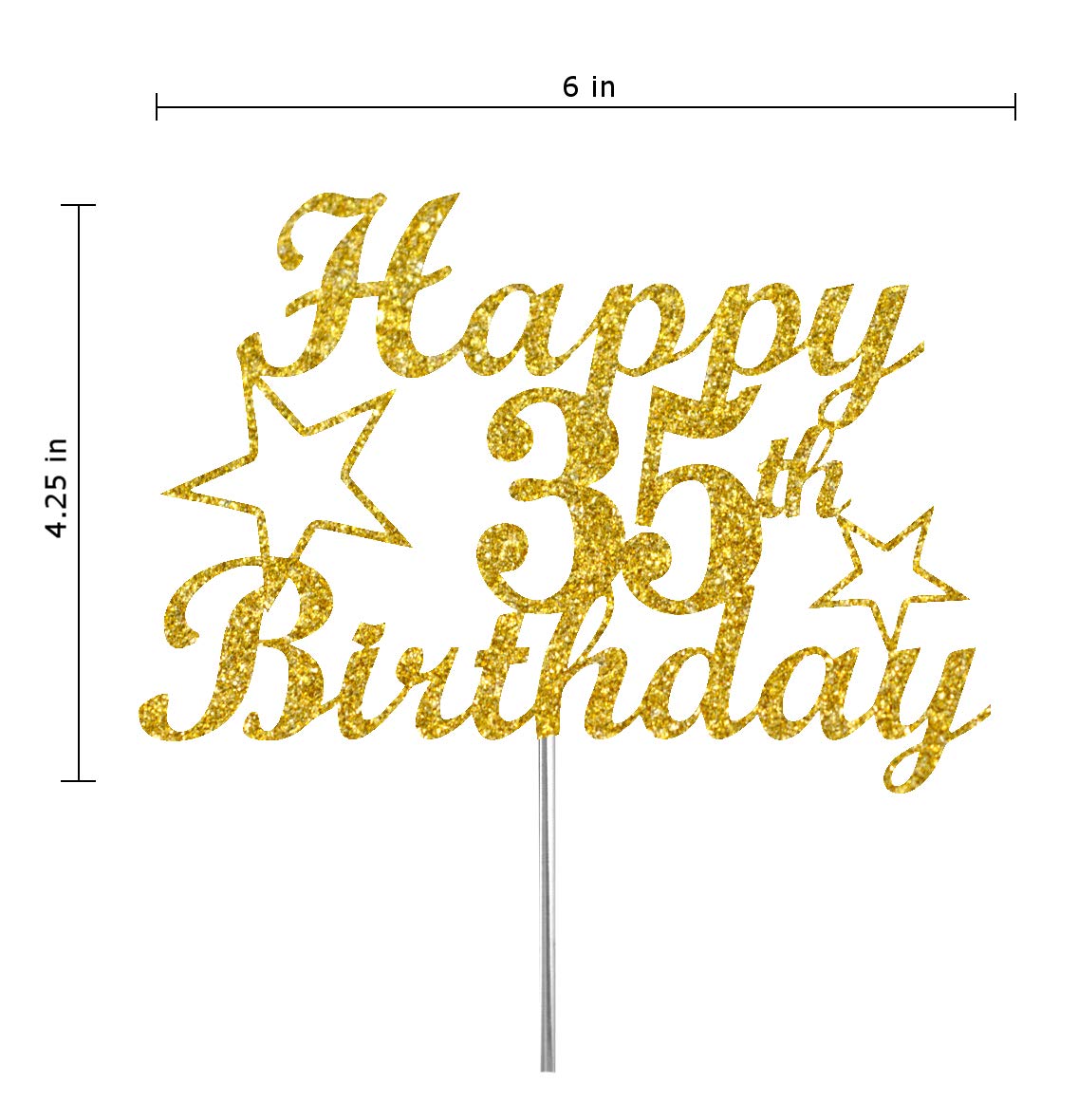 35 Birthday Cake Topper Gold Glitter, Party Decoration Ideas, Premium Quality, Sturdy Doubled Sided Glitter, Acrylic Stick. Made
