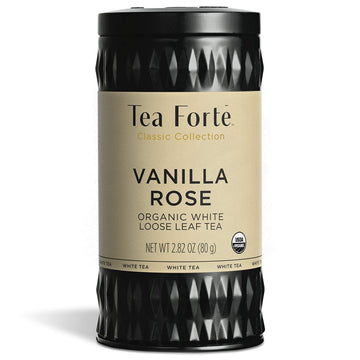 Tea Forte Vanilla Rose Organic White Tea, Makes 35-50 Cups, 2.82 Ounce Loose Leaf Tea Canister