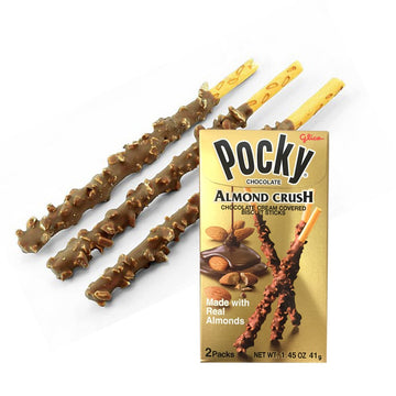 [ 5 Packs ] Pocky Chocolate Almond Crush Biscuit By Glico 1.45oz