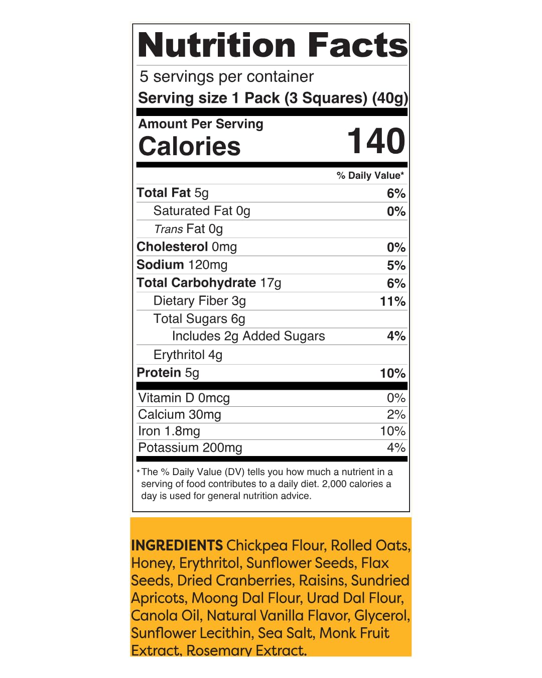 TruEats Chewy Granola Squares - Mixed Fruit - Plant Based Protein, Gluten Free - 5 Pack (3 Squares per Pack)