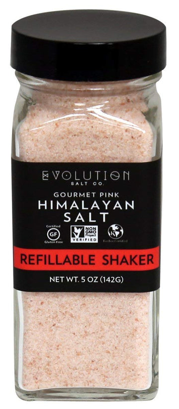 Evolution Salt - Himalayan Pink Salt, Refillable Glass Shaker, 5 oz