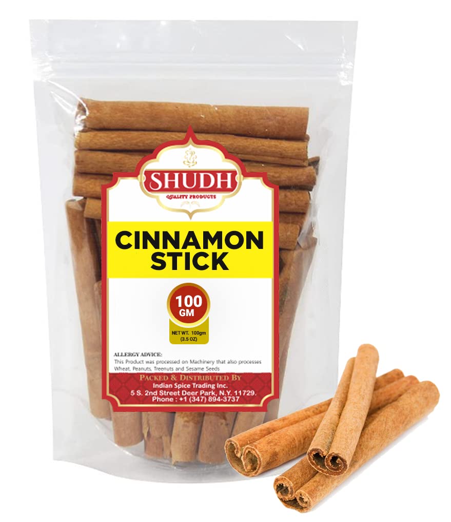 Shudh Cinnamon Sticks 100Gm (3.5 Oz) | Cassia Cinnamon | Canela | Perfect For Baking, Cooking & Beverages & Oatmeal| 2 3/4'' Len