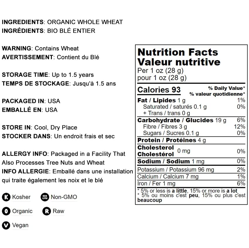 Food To Live Organic Whole Wheat Bread Flour, 2 Pounds Whole Grain, Stone Ground, Unbleached, Non-Gmo, Kosher, Unbromated, Raw, Vegan, Bulk, Product Of The Usa