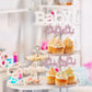 Donoter 48 Pcs Pink Glitter Oh Baby Cupcake Topper Picks For Baby Shower Gender Reveal Party Cake Decorations