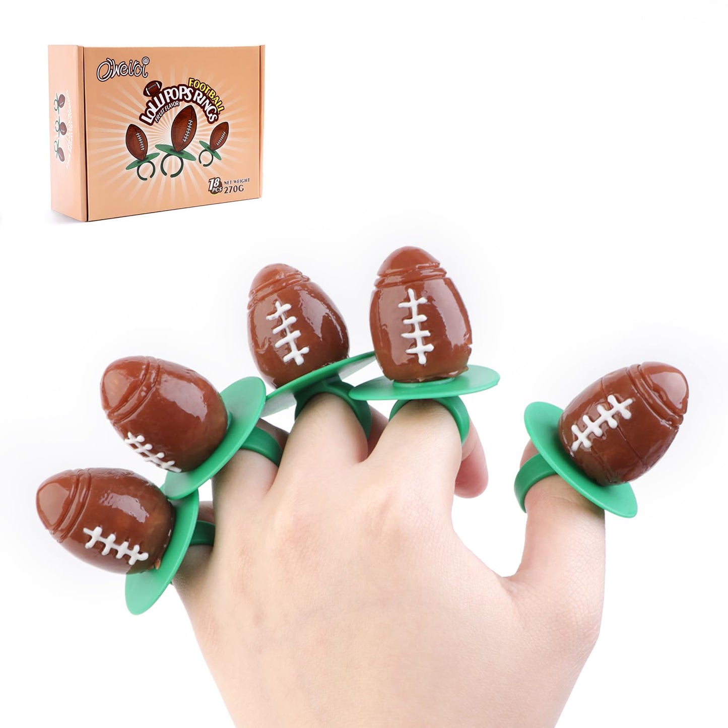Football Ring Lollipops Kids,Suckers Individually Wrapped Bulk for Tailgates,Easter Candy Lollipops Birthday Party Favors Sucker