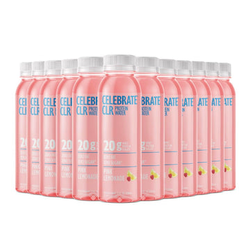 Celebrate Bariatric Supplements CLR Whey Isolate Protein Water, Pink Lemonade, 20g Protein, 12 Fl Oz, Gluten Free, Sugar Free, 12 Pack