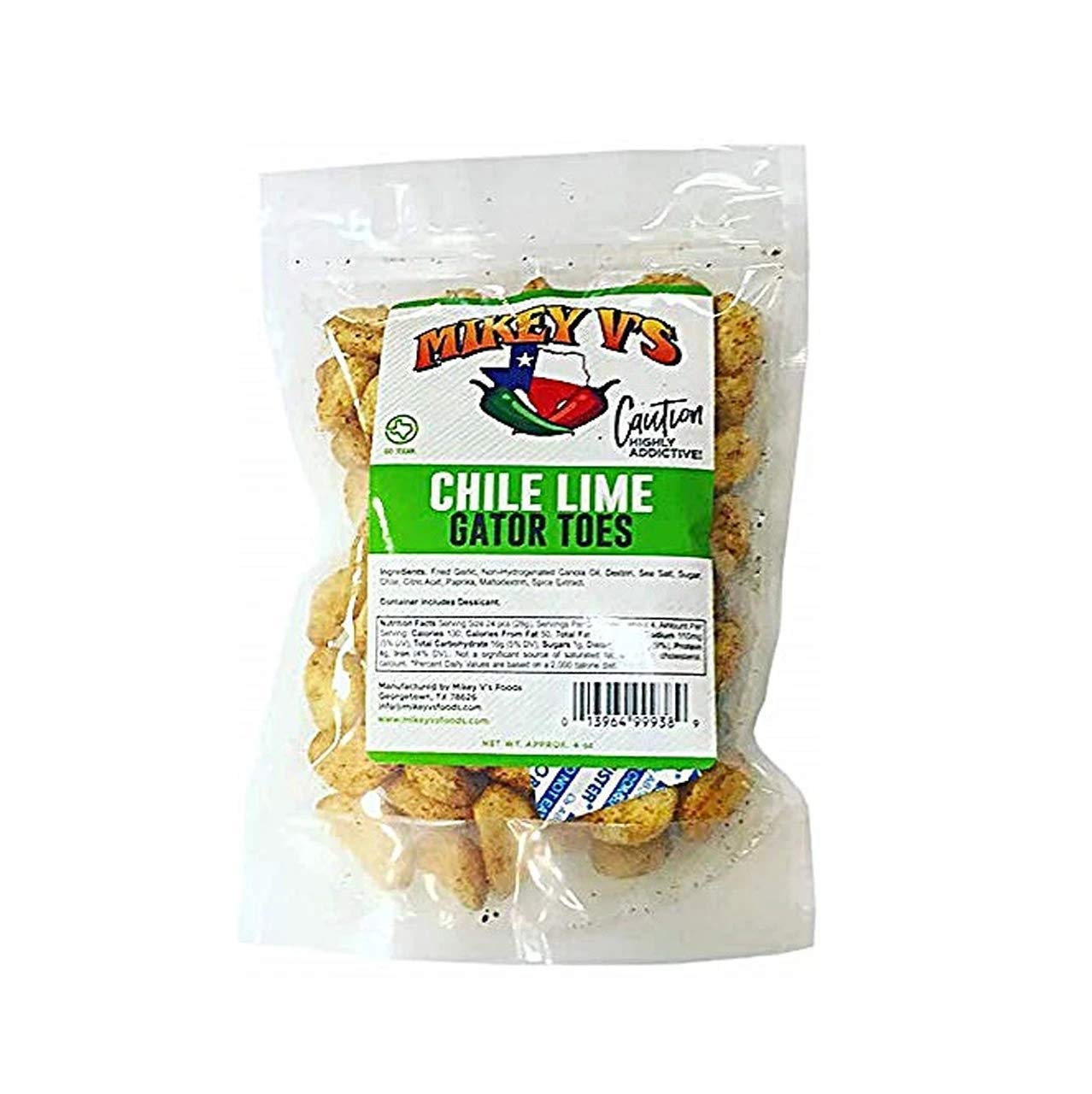 Mikey Vs Chile Lime Gator Toes Deep Fried Garlic Snacks, 3.9oz, Pack of 1