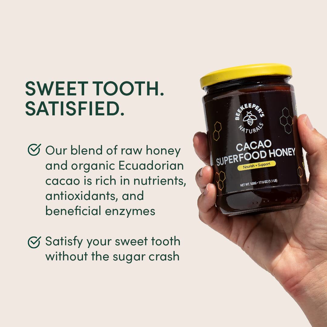 Beekeeper'S Naturals Superfood Cacao Honey - Organic, Raw Ecuadorian Cacao With Antioxidants, Iron And Calcium. Free Of Gluten,