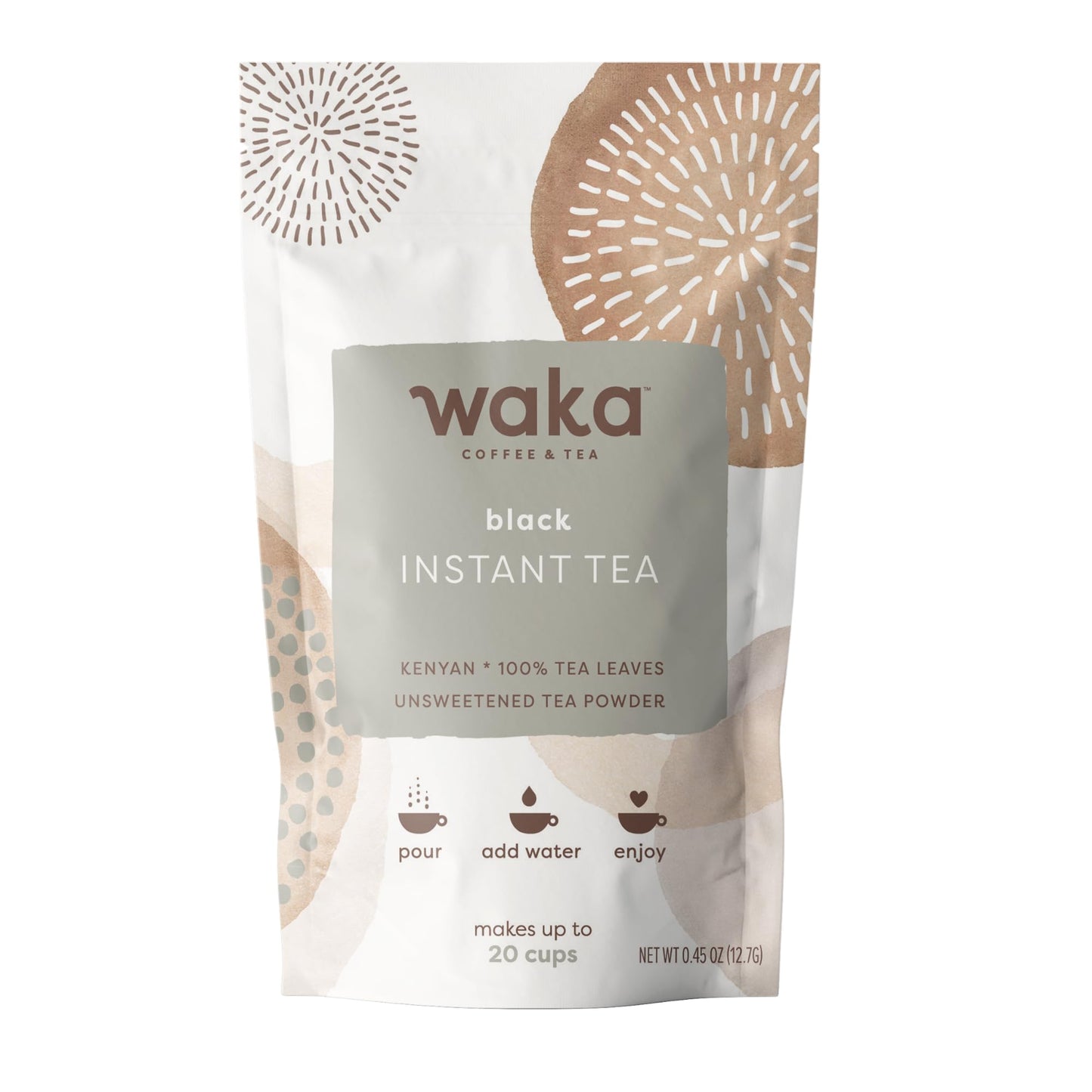 Waka Instant Black Tea Mix, Kenyan - 100% Tea Leaves, No Additives, Unsweetened Travel Size Tea Powder - Easy Quick Hot And Iced