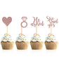Donoter 48 Pcs Rose Gold He Asked She Said Yes Cupcake Toppers Diamond Ring Heart Cake Picks For Wedding Engagement Party Cake D
