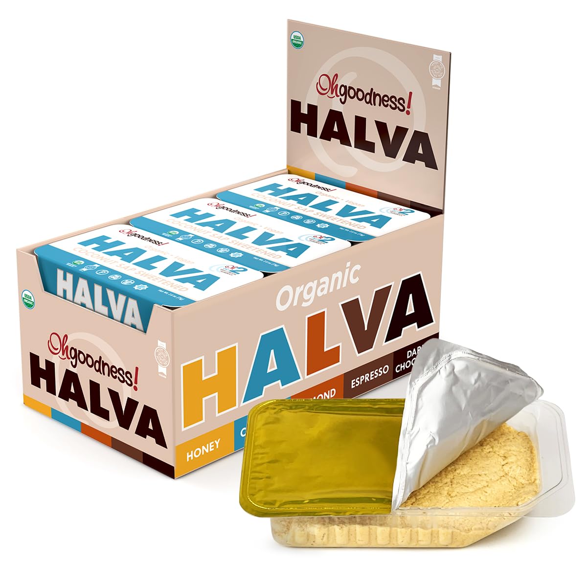 Organic Ohgoodness! Coconut Halva - Case Of 12 - Only Two Simple Ingredients, Melt-In-Mouth Snack & Dessert, Coconut Sap Sweeten
