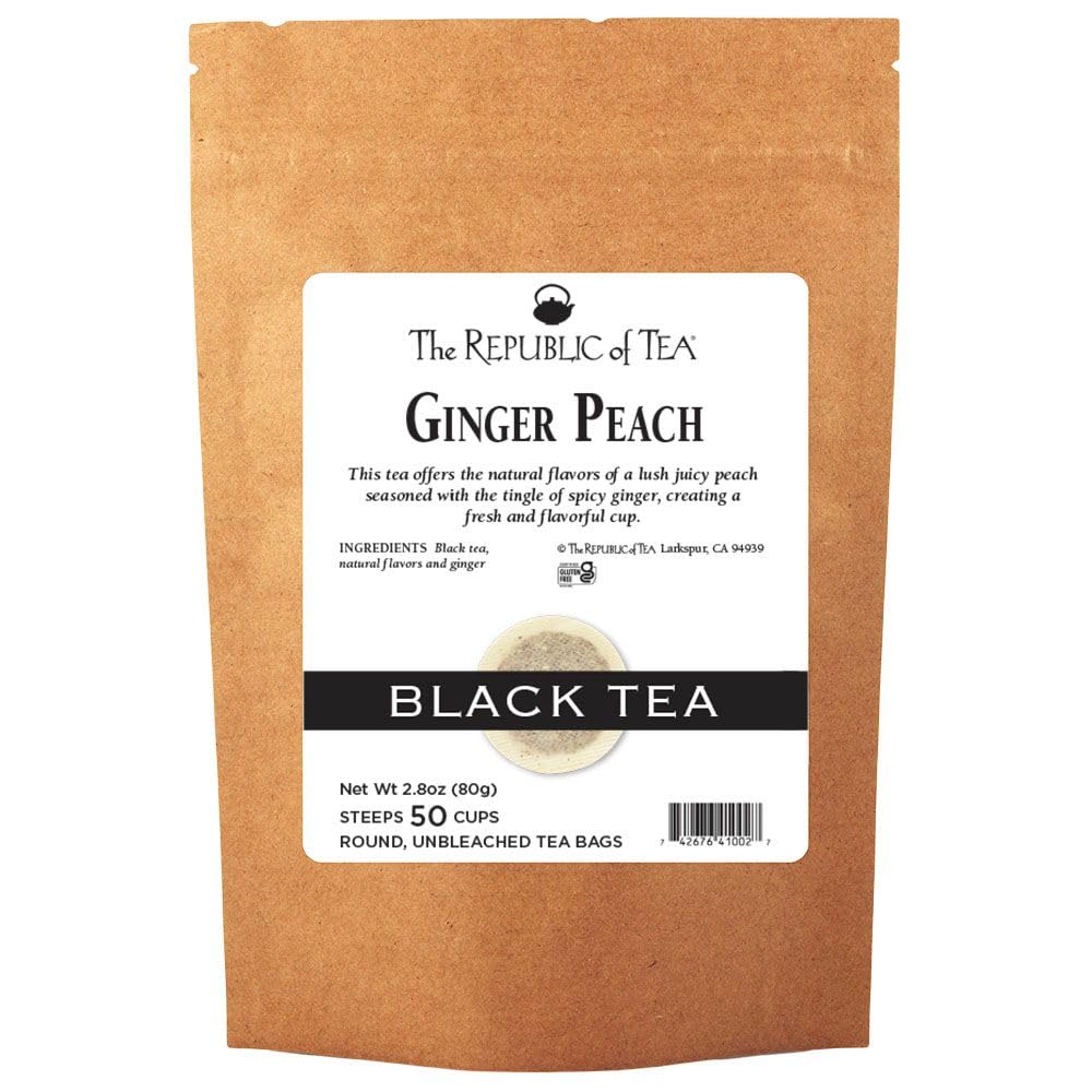 The Republic Of Tea - Flavor Blendger Peach Black Tea  50 Tea Bag Refill  Top-Grade Ingredients  Gourmet Longevity Tea