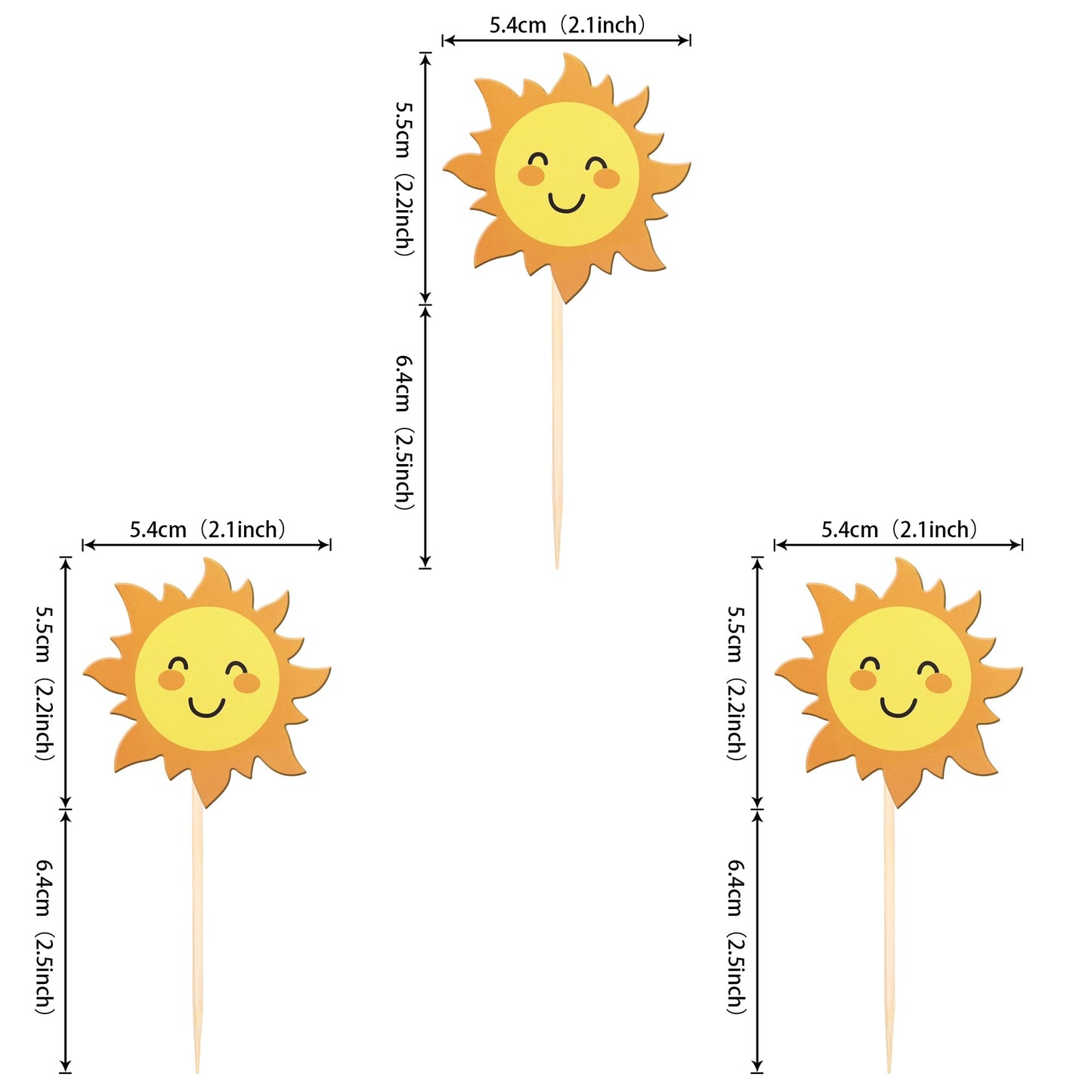 36 Pcs Sun Cupcake Toppers Double Sided Sun Flower Smile Face Cupcake Picks Sunshine Cupcake Decorations For Sun Theme Baby Show