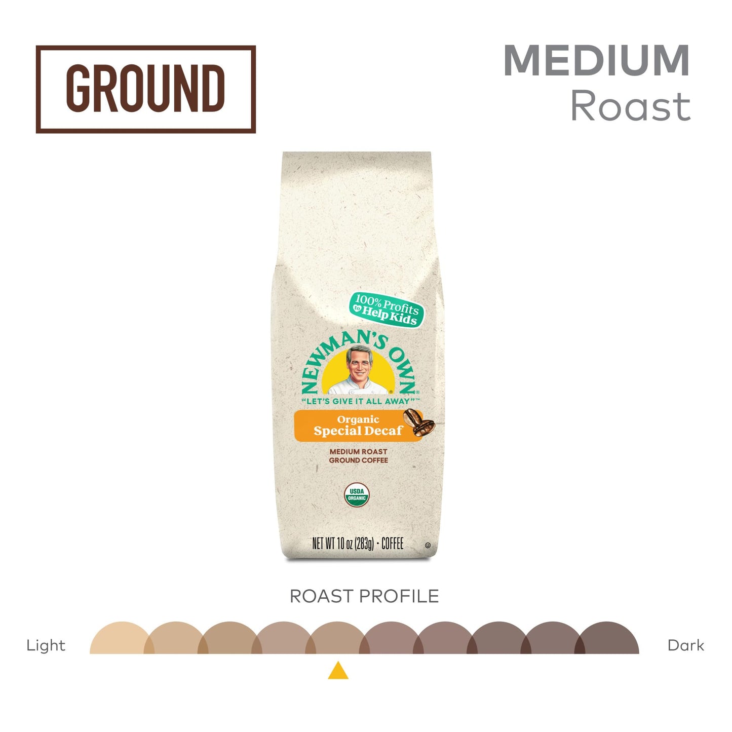 Newman's Own Decaf Ground Coffee - Medium Roast, 10oz Bag, Special Blend
