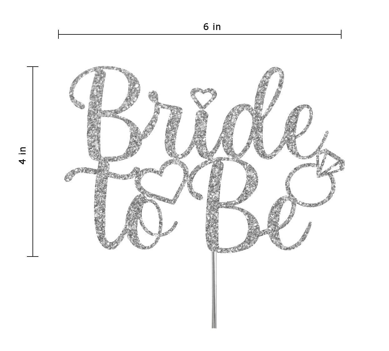 RokAPary Bride To Be Cake Topper, Acrylic Stick, Sturdy Glitter, Silver, Model RCT265