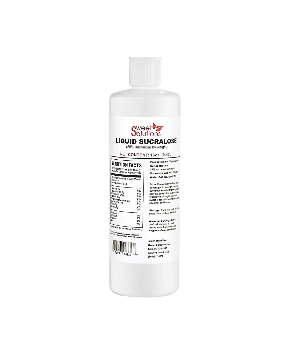 Concentrated Liquid Sucralose Sweetener, 25% Concentrated Sugar Alternative, 16 Oz. Bulk For Drinks, Food, And Pastries, Zero Ca