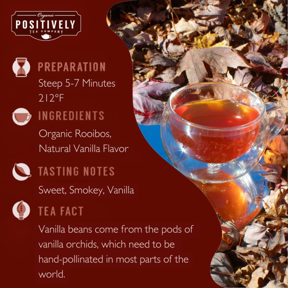 Organic Positively Tea Company Fireside Vanilla Rooibos Loose Leaf Tea, 16 Ounce