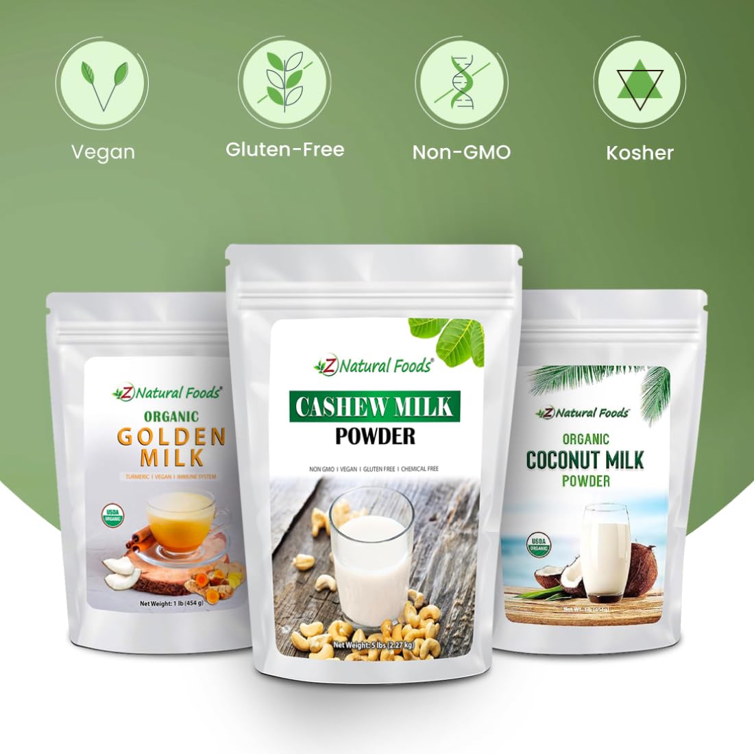 Z Natural Foods Organic Golden Milk Powder - Turmeric Superfood Blend, Mix In Coffee, Tea, Lattes, Smoothies Recipes - Non Gmo,