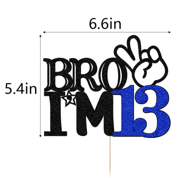 Bro I'M 13 Cake Topper- 13Th Birthday Cake Picks, Officially Teenager Cake Topper, Boy 13Th Birthday Cake Decorations - 13 Years